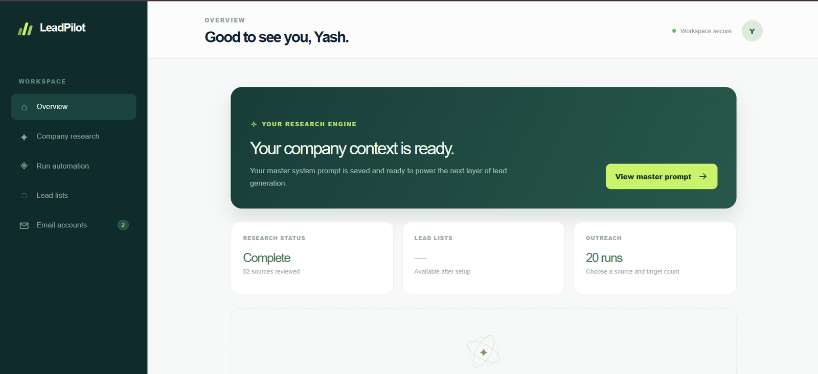 Lead Scraper workspace preview