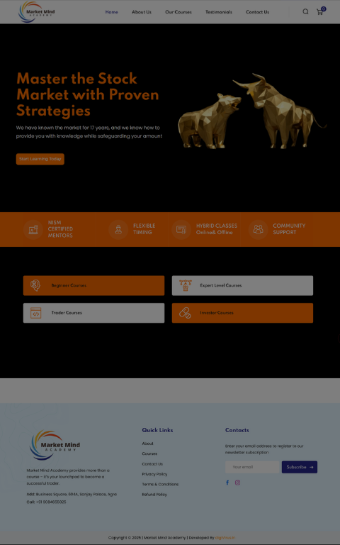 Market Mind Website - LMS / E-Learning Platform Project by Techno Particles showcasing innovative AI solutions
