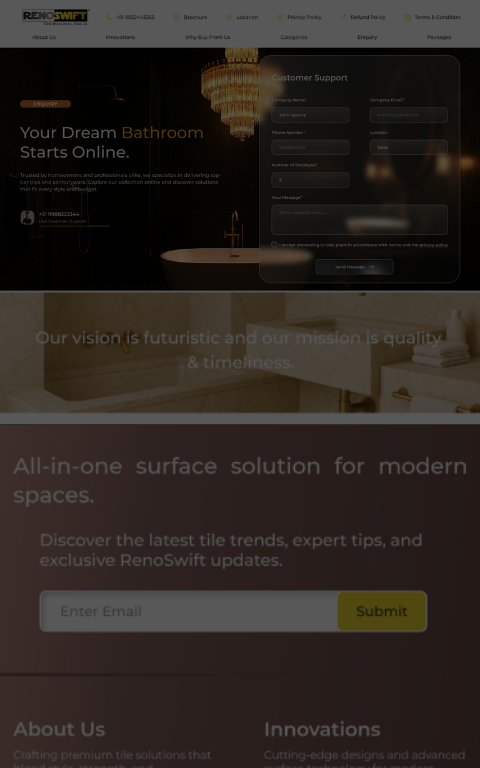 Reno Swift Website - UI/UX Design Project by Techno Particles showcasing innovative AI solutions