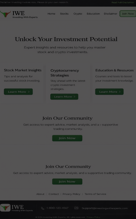 Investing With Experts Website - Informational Web Dev Project by Techno Particles showcasing innovative AI solutions